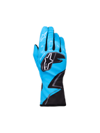 Alpinestars Youth Tech-1 K Race S V2 Graphic 1 Gloves, guanti da karting, blu ciano con dettagli neri e bianchi, loghi Alpinestars a stella sulle nocche e sull'indice, motivo grafico a zigzag, protezione sportiva leggera per giovani piloti
