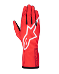 Guanti Alpinestars Tech-1 K Race V2 Pure, guanti da karting, rosso con accenti bianchi e bordeaux, con logo a stella bianco in evidenza, dettagli neri sulle dita e marchio ASTARS sul polsino, attrezzatura leggera e performante per piloti