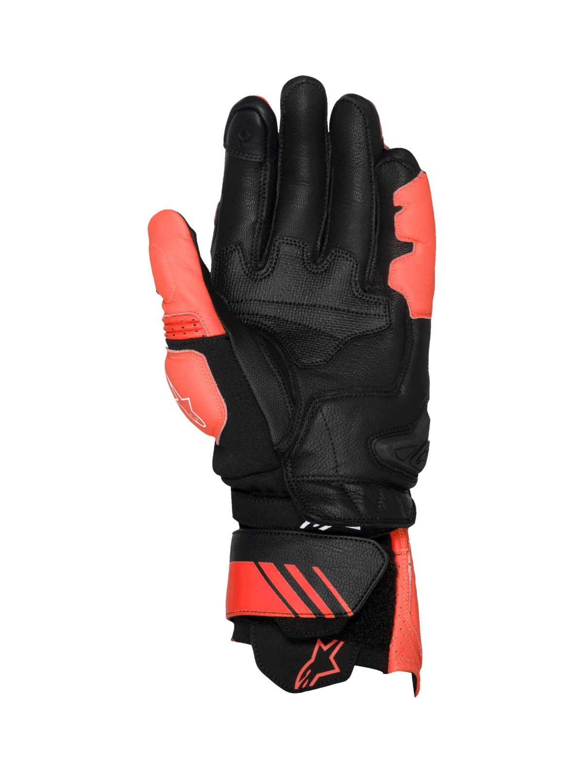 Alpinestars Guanti In Pelle GP Plus R V3, guanti da moto racing da uomo, nero e rosso fluo, slider palmo in TPU e rinforzi protettivi, certificati CE