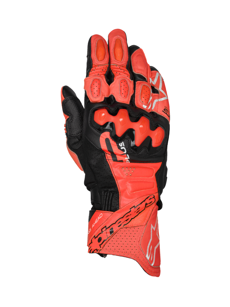 Alpinestars guanti in pelle GP Plus R V3, guanti da moto racing da uomo, rossi e neri, in pelle con protezione nocche in TPU e tecnologia DFS, certificati CE