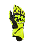 Alpinestars GP Plus R V3 Leather Gloves, guanti da corsa per moto, giallo fluo e nero, dotati di protezioni rigide per le nocche, zone di ventilazione traforate e chiusura sicura del polsino con logo evidente.