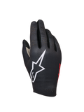 Alpinestars Sim Gloves Graphic 1, guanti da Sim Racing, neri con grande logo a stella bianco, marchio laterale rosso, design traforato per la ventilazione, tessuto elasticizzato leggero