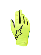 Alpinestars Sim Gloves Graphic 1, guanti da SIM racing, giallo fluo e nero con accenti turchese, grande logo a stella nero, materiale elasticizzato leggero e traforato per la ventilazione, design a polsino corto per precisione nel gaming