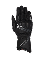 Alpinestars guanti SP-3, guanti da moto racing da uomo, neri, in pelle di capra con polsino lungo, protezione nocche integrata, certificati CE, scritte Racing Ahead e One Goal One Vision