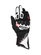 Alpinestars Guanti SP-3, guanti da moto racing a polsino lungo da uomo, in pelle nera, bianca e rossa, dotati di protezione nocche rigida e chiusura doppia, certificati CE