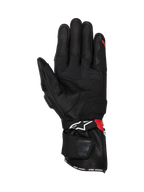 Alpinestars Guanti SP-3, guanti da moto racing da uomo, neri con dettagli rossi e bianchi, in pelle con polsino lungo, inserti grip sul palmo e chiusura regolabile