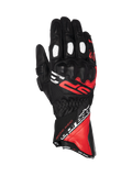 Alpinestars guanti SP-3, guanti da moto racing da uomo in pelle, nero, rosso e bianco, con protezione nocche certificata CE.