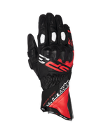 Alpinestars guanti SP-3, guanti da moto racing da uomo in pelle, nero, rosso e bianco, con protezione nocche certificata CE.