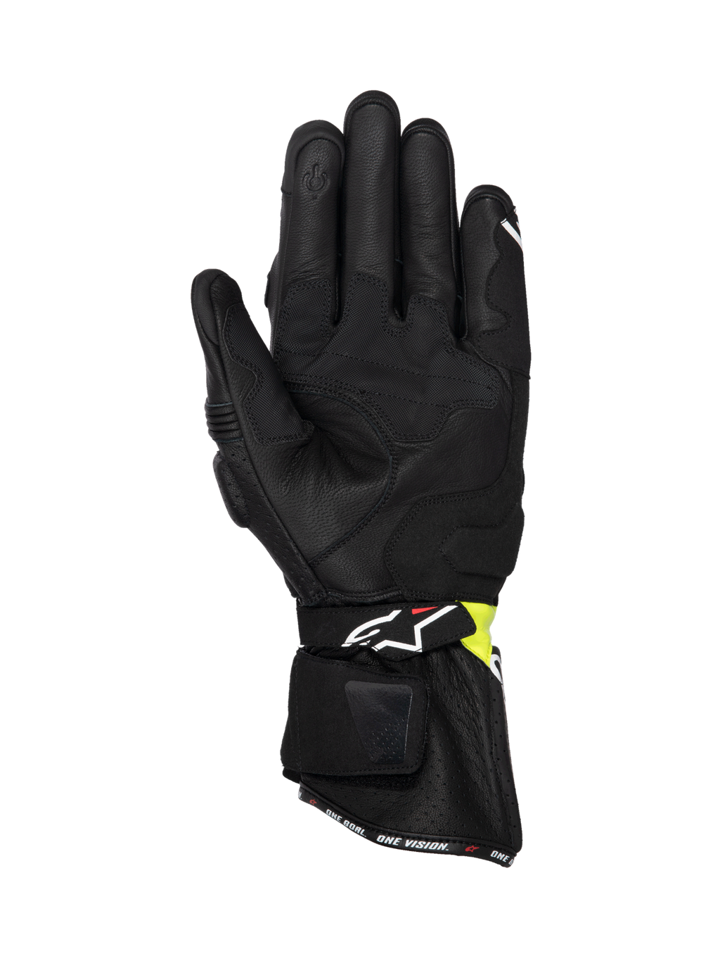 Alpinestars guanti SP-3, guanti da moto racing da uomo, nero e giallo fluo, in pelle con polsino lungo, certificati CE