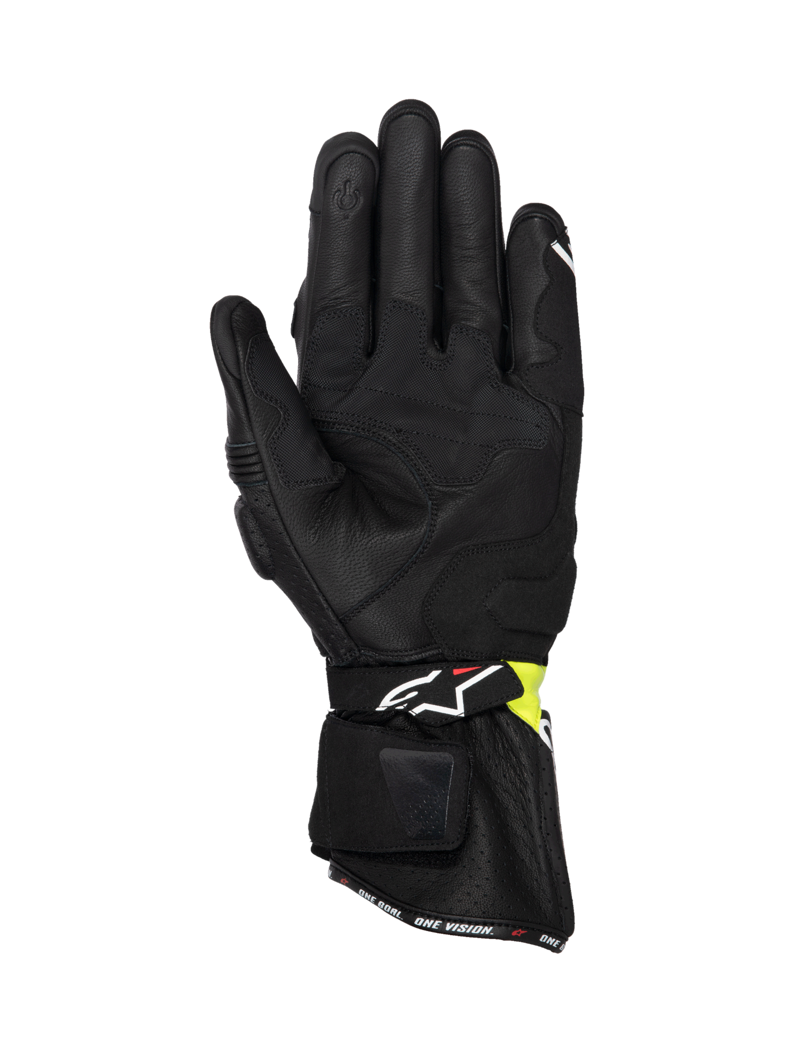 Alpinestars guanti SP-3, guanti da moto racing da uomo, nero e giallo fluo, in pelle con polsino lungo, certificati CE