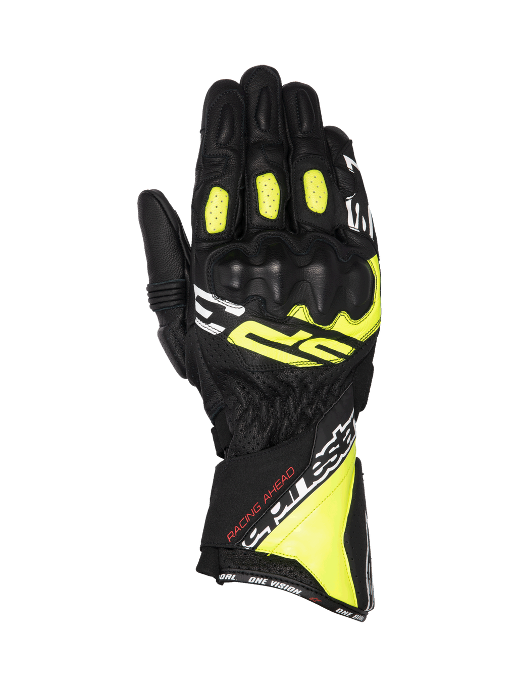 Alpinestars Guanti SP-3, guanti da moto racing per uomo, neri e giallo fluo, in pelle con protezione nocche certificata CE