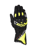 Alpinestars Guanti SP-3, guanti da moto racing per uomo, neri e giallo fluo, in pelle con protezione nocche certificata CE
