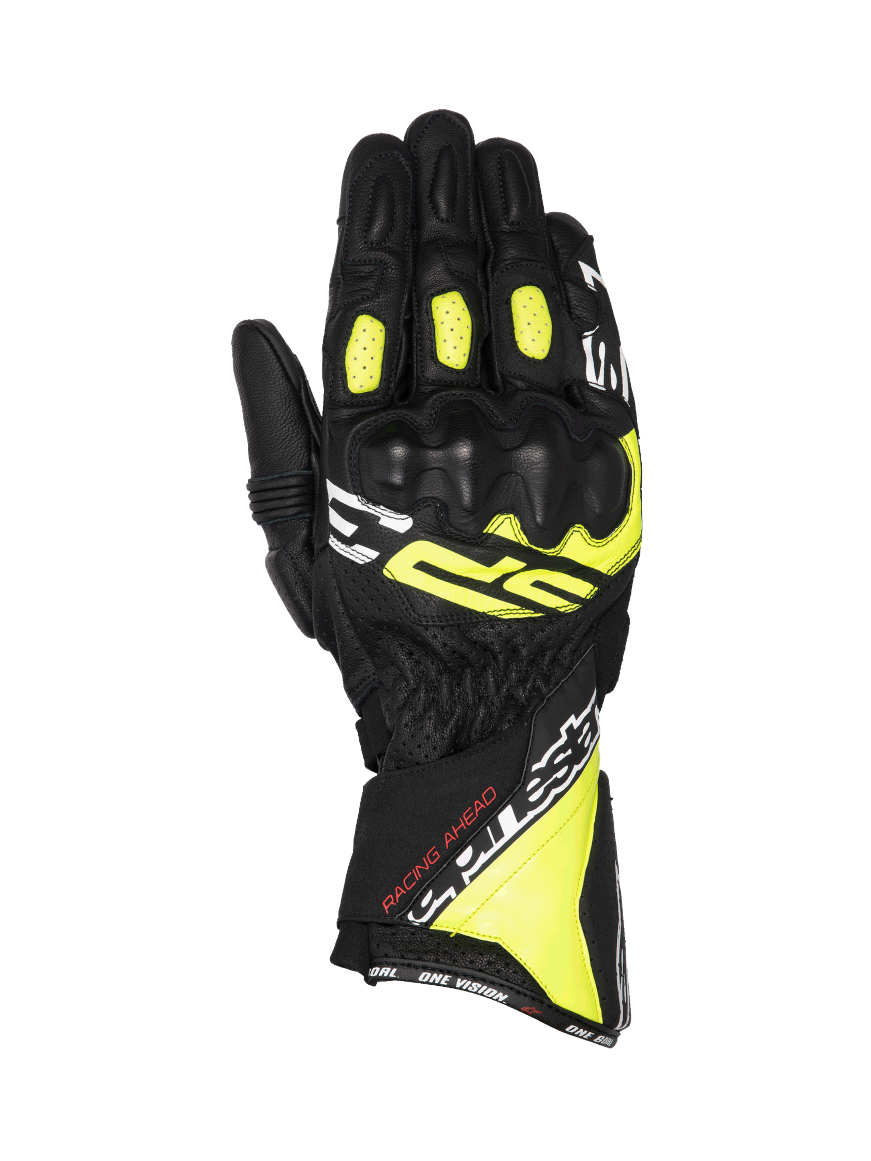 Alpinestars Guanti SP-3, guanti da moto racing per uomo, neri e giallo fluo, in pelle con protezione nocche certificata CE