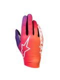 Alpinestars Sim Gloves Graphic 2, guanti da Sim Racing, sfumatura arancione, viola neon e bianco, con logo a stella bianco, dettagli di ventilazione traforati e tessuto elasticizzato leggero con accenti in mesh nero.