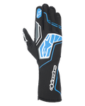 Guanti Alpinestars Tech-1 KX V4, guanti da karting, nero e blu, mesh traspirante a due strati, motivi grafici blu e bianchi con logo Alpinestars, design sportivo per karting competitivo