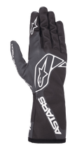 Guanti Alpinestars Tech-1 K Race V2 One Vision, guanti da karting, nero e grigio, con logo a stella bianco sul dorso e sul dito, marchio ASTARS sul polsino, design aerodinamico con polsino lungo a manicotto