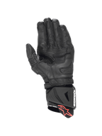 Guanti Alpinestars GP Pro R4, guanti da moto racing neri con logo rosso, palmo in pelle di canguro e slider DFS sul polsino, protezione professionale in pelle certificata CE