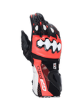 Alpinestars Guanti GP Pro R4, guanti da moto racing da uomo, neri, rosso fluo e bianchi, in pelle con protezione nocche DFS, certificati CE