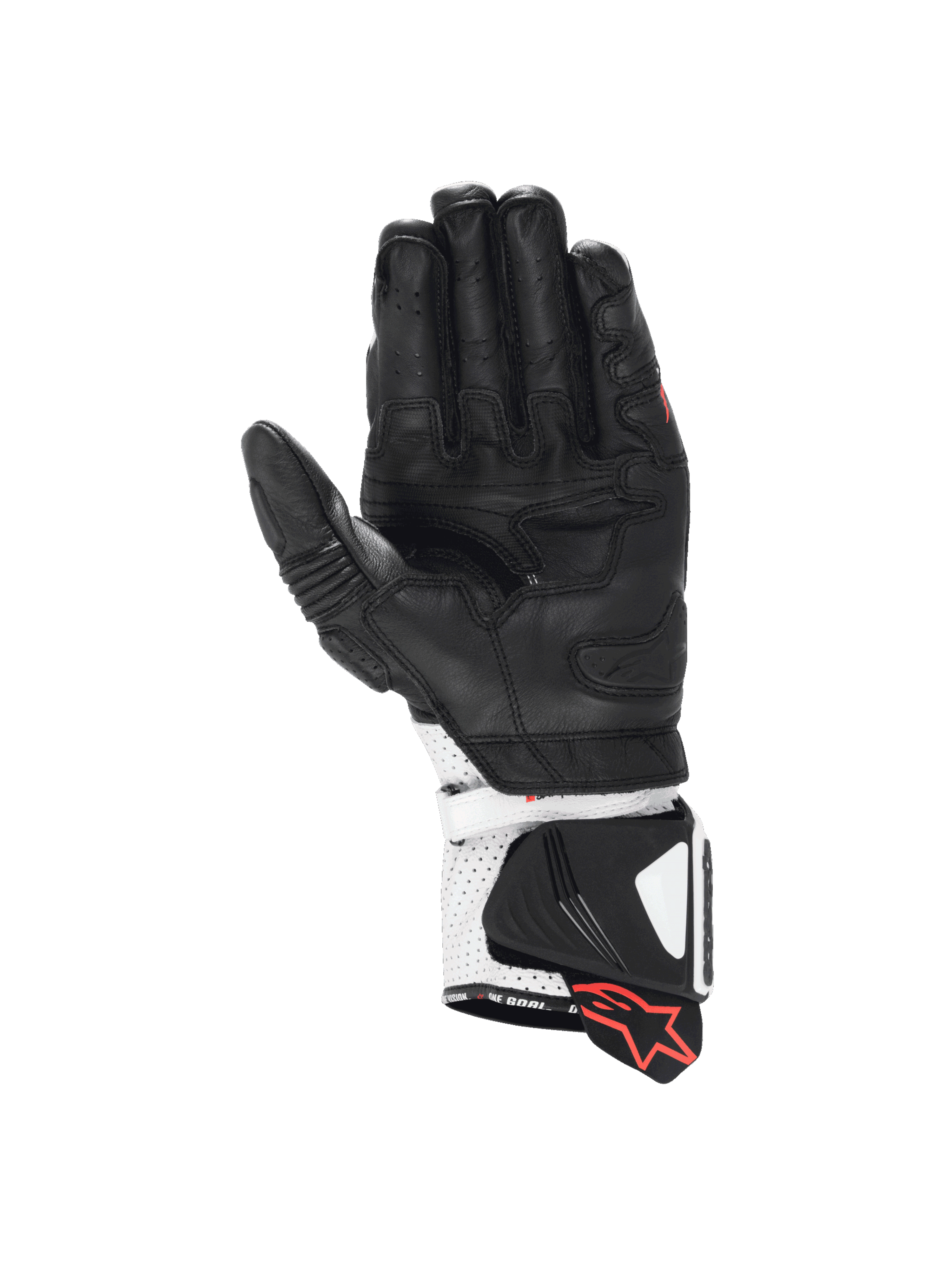 Alpinestars Guanti GP Pro R4, guanti da moto racing da uomo, nero e bianco, palmo in pelle di canguro per massima sensibilità, polsino DFS Race e protezioni nocche, certificati CE