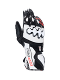 Alpinestars Guanti GP Pro R4, guanti da moto racing da uomo, neri e bianchi, in pelle con protezione nocche DFS e polsino lungo, ideali per la pista.