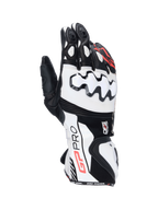 Alpinestars Guanti GP Pro R4, guanti da moto racing da uomo, neri e bianchi, in pelle con protezione nocche DFS e polsino lungo, ideali per la pista.