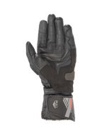 Alpinestars Guanti SP-8 V3, guanti da moto neri in pelle, vista del palmo con rinforzi grip e chiusura del polsino a strappo.