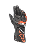 Alpinestars Guanti SP-8 V3, guanti da moto racing da uomo, neri e rosso fluo, in pelle con protezione nocche a doppia densità, certificati CE