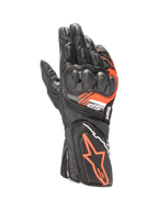 Alpinestars Guanti SP-8 V3, guanti da moto racing da uomo, neri e rosso fluo, in pelle con protezione nocche a doppia densità, certificati CE