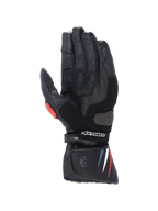 Alpinestars guanti Honda SP-8 V3, guanti da moto racing da uomo, neri in pelle con dettagli rossi e blu e palmo rinforzato.