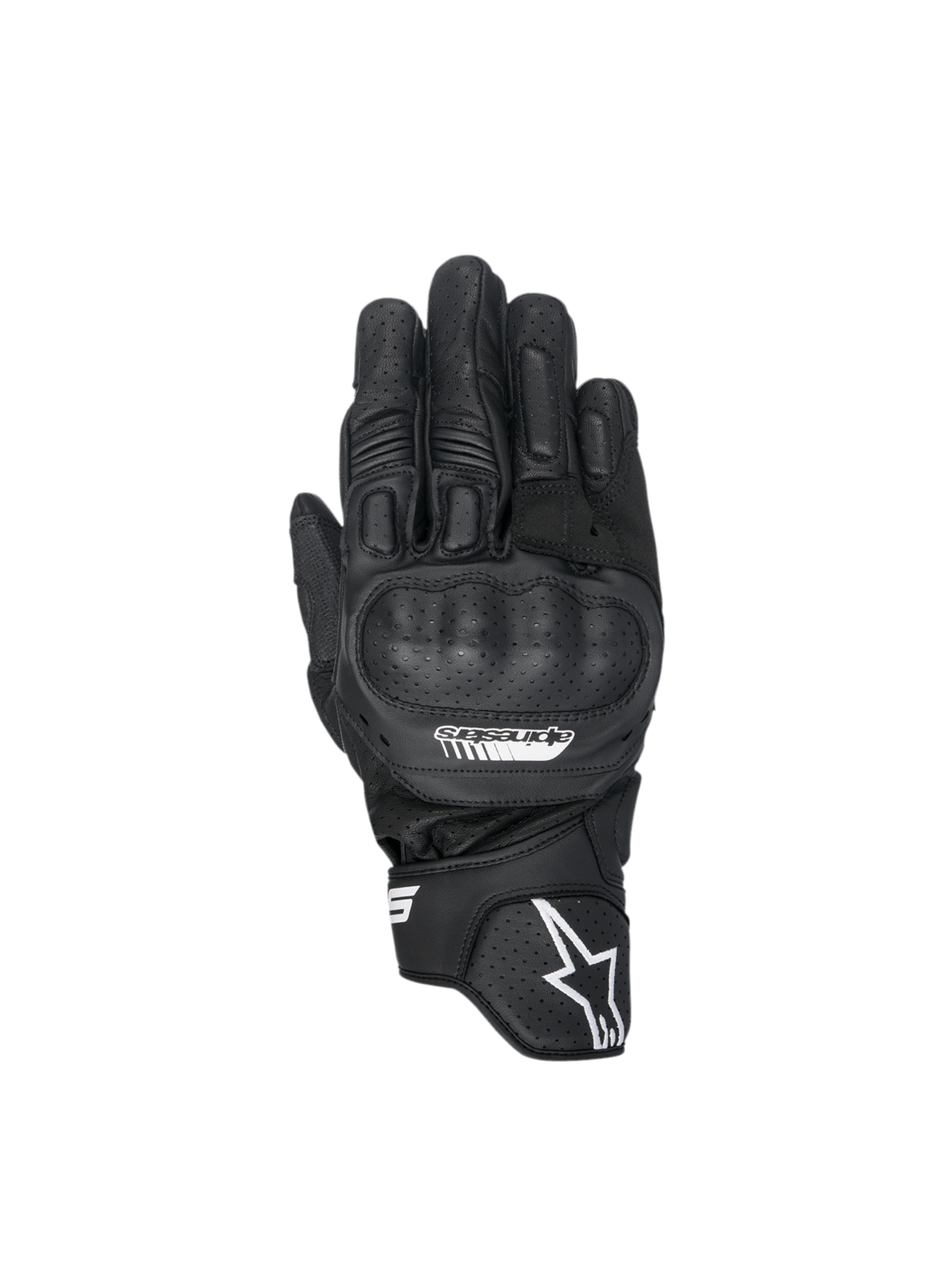 Alpinestars guanti SP-5, guanti da moto racing da uomo, neri, in pelle perforata con protezione nocche in polimero.