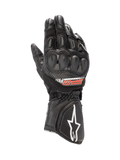 Alpinestars Guanti SP-8 V3 Air, guanti da moto racing da uomo, neri, in pelle traforata e mesh con protezione delle nocche a doppia densità e logo bianco sul polsino.