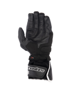 Alpinestars Guanti SP-8 V3 Air, guanti da moto racing da uomo, neri e bianchi, vista del palmo in pelle traforata e chiusura in velcro.