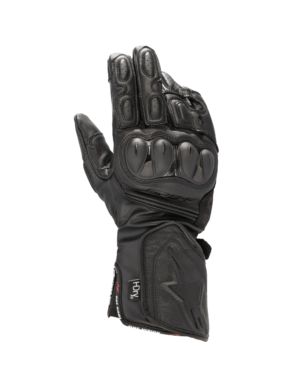 Alpinestars guanti SP-8 HDry®, guanti da moto racing in pelle nera, impermeabili con protezione nocche a doppia densità