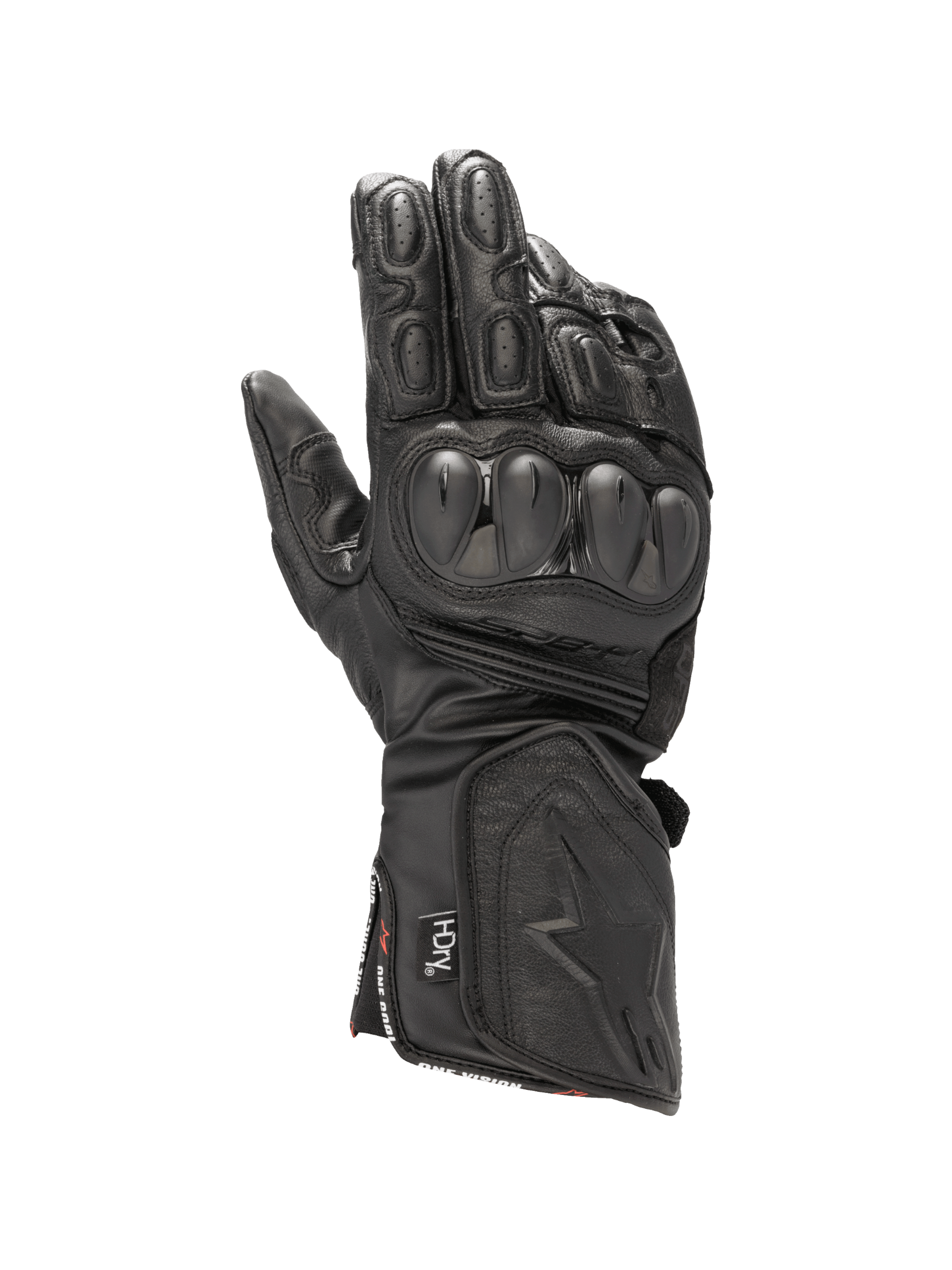 Alpinestars guanti SP-8 HDry®, guanti da moto racing in pelle nera, impermeabili con protezione nocche a doppia densità