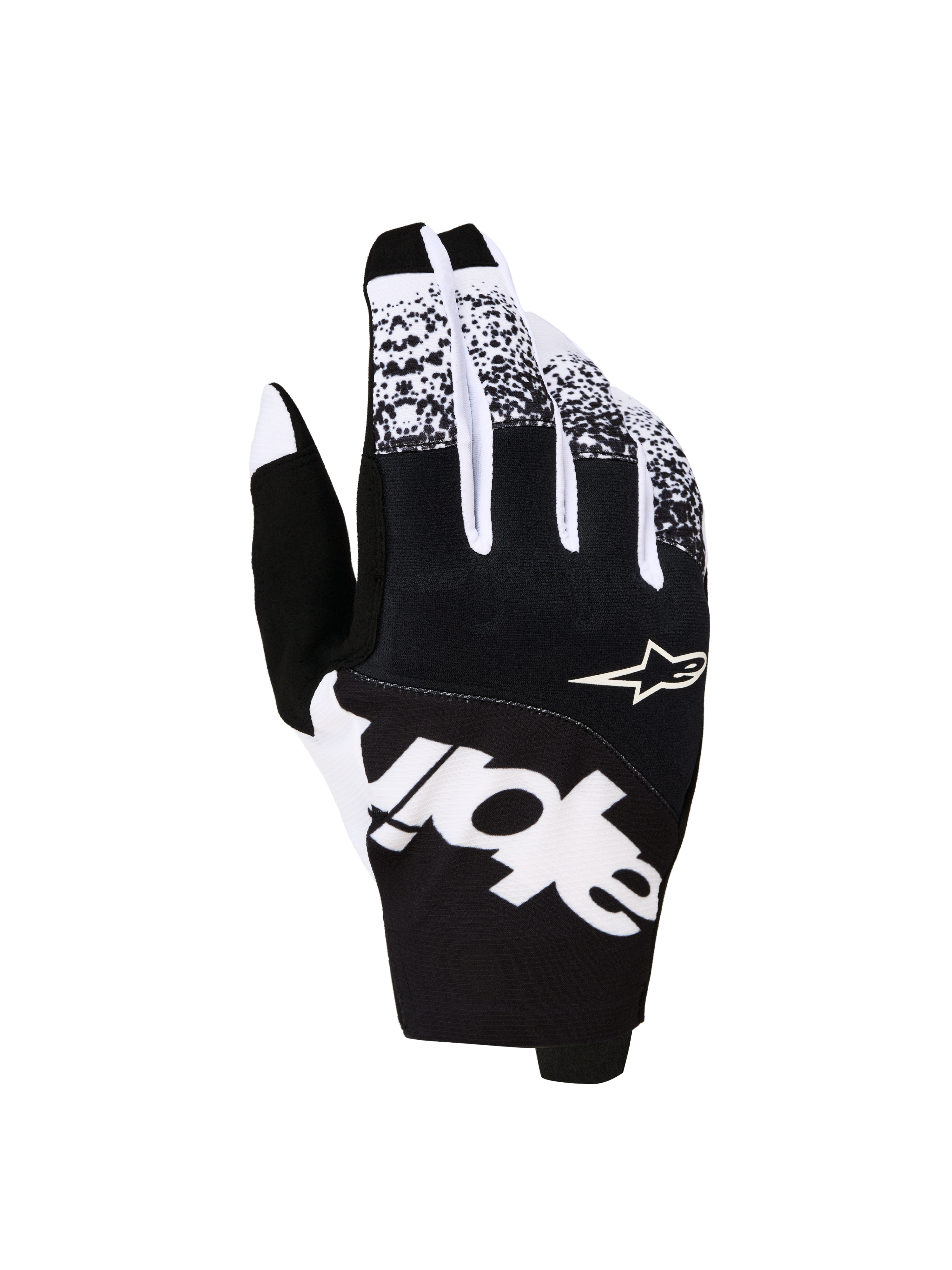 Alpinestars Guanti Techstar 2027, guanti da motocross da uomo, bianchi e neri con grafiche audaci e logo Astars.