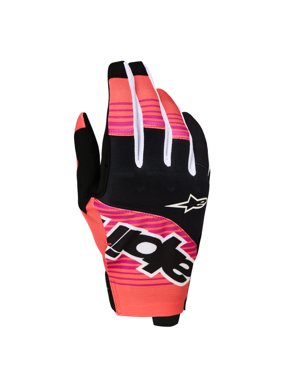 Alpinestars Guanti Techstar 2027, guanti da moto per motocross e off-road, uomo, rosa e neri, con grafiche sublimate e nocche in neoprene per comfort e protezione.