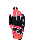 Alpinestars Guanti Techstar 2027, guanti da moto per motocross e off-road, uomo, rosa e neri, con grafiche sublimate e nocche in neoprene per comfort e protezione.