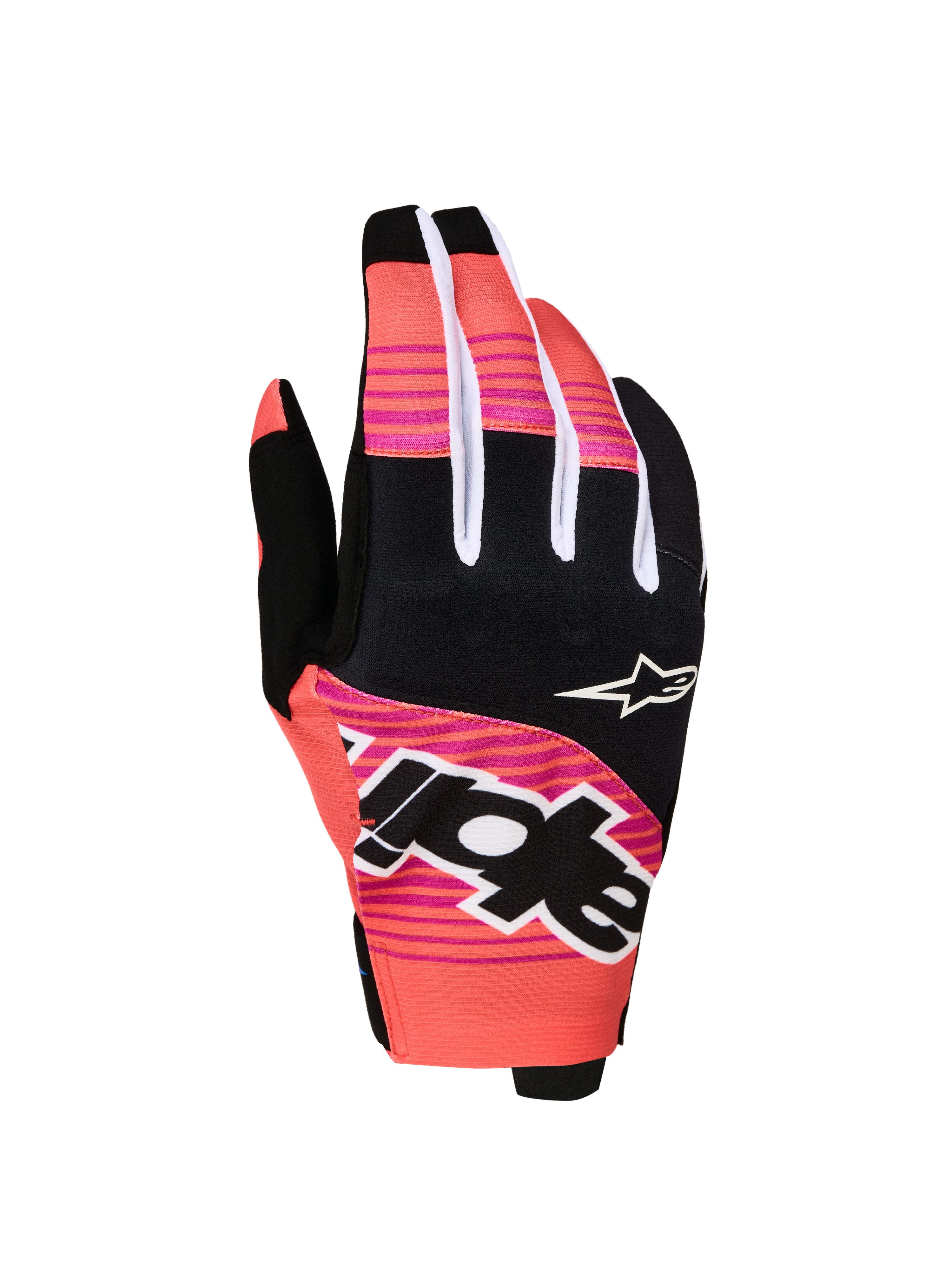 Alpinestars Guanti Techstar 2027, guanti da moto per motocross e off-road, uomo, rosa e neri, con grafiche sublimate e nocche in neoprene per comfort e protezione.