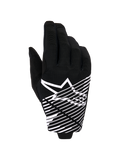 Alpinestars 2026 Radar Pro Gloves, guanti da motocross, nero e bianco, con logo a stella bianco e grafica a linee diagonali sul dorso, materiale in mesh traspirante con dettagli traforati, stile off-road ad alte prestazioni