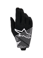 Alpinestars 2026 Radar Pro Gloves, guanti da motocross, nero e bianco, con logo a stella bianco e grafica a linee diagonali sul dorso, materiale in mesh traspirante con dettagli traforati, stile off-road ad alte prestazioni
