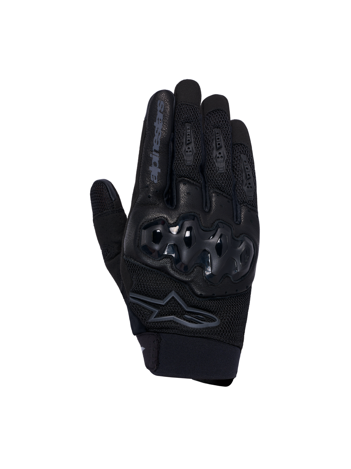 Alpinestars Guanti Megawatt V2 Air, guanti da enduro da uomo, nero, con protezione nocche Dynamic Friction Shield e struttura in mesh 3D traspirante, vista frontale