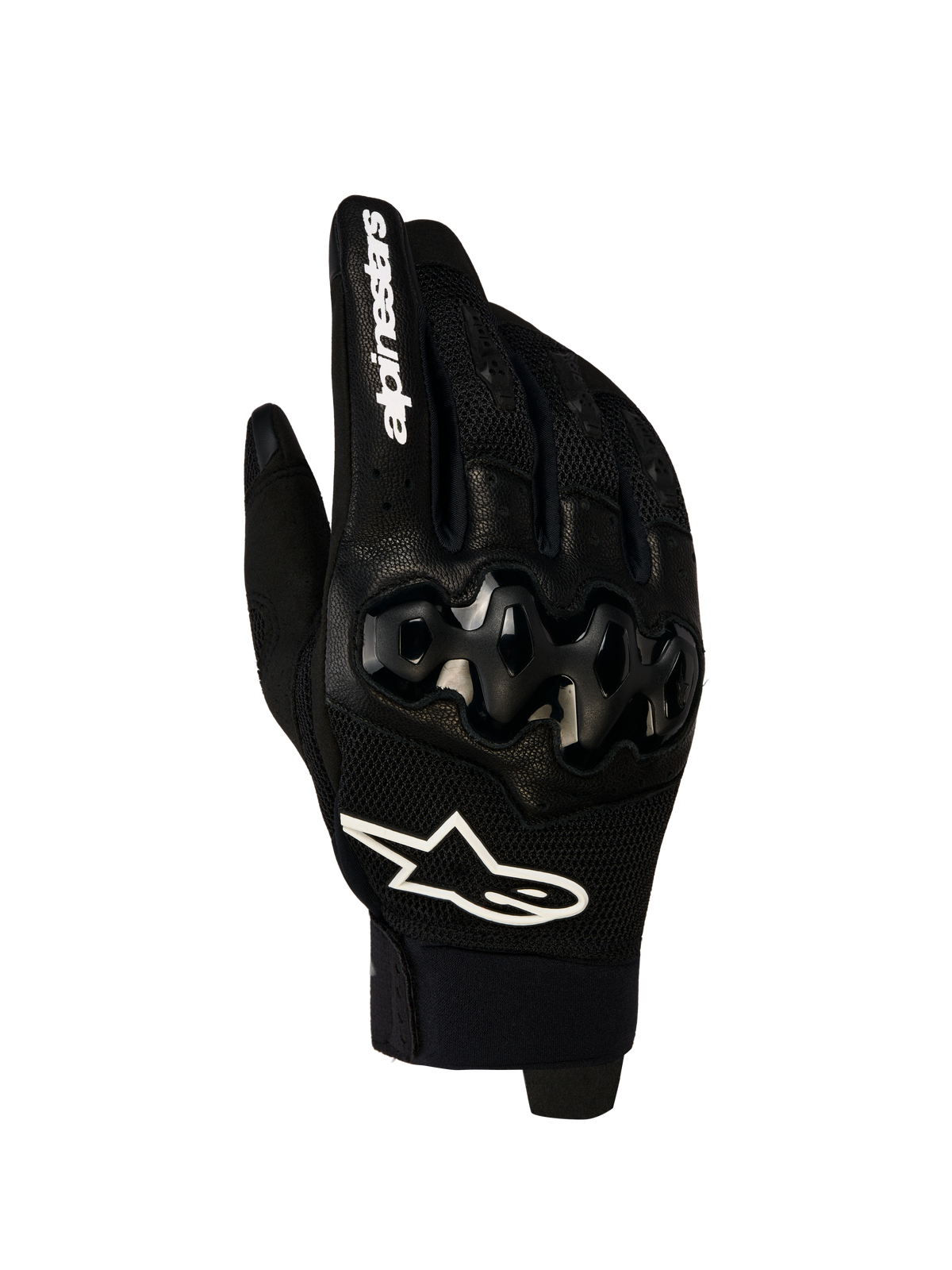 Alpinestars Megawatt V 2 Air Guanti, guanti da motocross ed enduro, nero e bianco, con protezione nocche Dynamic Friction Shield e struttura in mesh 3D traspirante, vista frontale