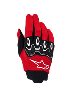 Alpinestars Full Bore V2, guanti da motocross, rosso e nero, con logo a stella bianco sul dorso, protezioni nocche in TPR ergonomiche con dettagli bianchi e tessuto elasticizzato traspirante per prestazioni off-road