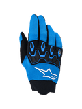 Alpinestars Full Bore V2 Gloves, guanti da motocross, blu e nero, con logo bianco e protezione nocche in TPR nero su dorso in tessuto elastico traspirante, progettati per gare off-road ad alte prestazioni