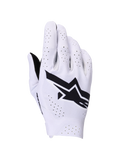 Guanti Alpinestars Supertech MX, guanti da motocross, lilla chiaro e nero, vista del dorso con grande logo Alpinestars nero e perforazioni laser per il flusso d'aria, costruzione monostrato leggera per gare fuoristrada