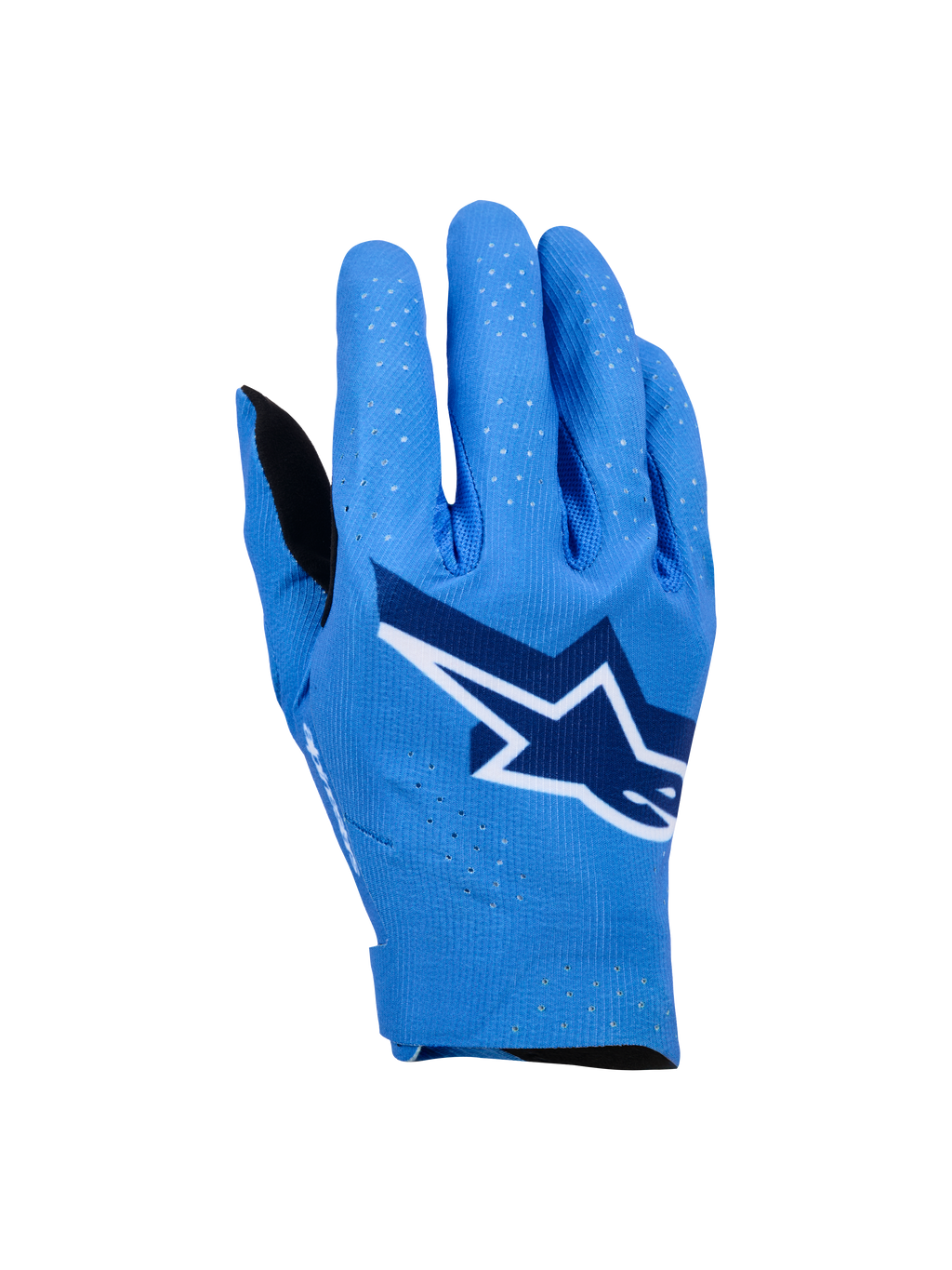 Alpinestars Supertech MX Gloves, guanti da motocross racing, blu Ucla con dettagli blu scuro e bianchi, con grande logo a stella sul dorso, perforazioni laser per la traspirabilità e design ergonomico senza cuciture per il fuoristrada