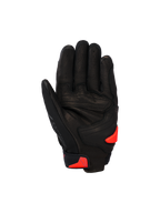 Alpinestars SP X 7 Gloves, guanti da moto sportivi corti, nero con accenti rosso fluo, vista del palmo con costruzione in pelle traforata, rinforzo sul palmo e slider in TPR