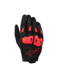 Alpinestars SP X 7, guanti da moto sportivi a polsino corto, nero e rosso fluo, con struttura in pelle traforata, protezioni per le nocche in TPU a doppia densità, slider per le dita in TPR e design compatto del polsino