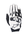 Guanti Alpinestars SP X 7, guanti da moto sportivi corti, bianco e nero, con struttura in pelle traforata e protezione delle nocche in TPU a doppia densità, logo a stella bianco, design ventilato per prestazioni di guida estive