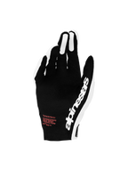 Alpinestars Guanti Supertech MX 2027, guanti da moto motocross neri e bianchi con dettagli rossi e dorso traforato traspirante.